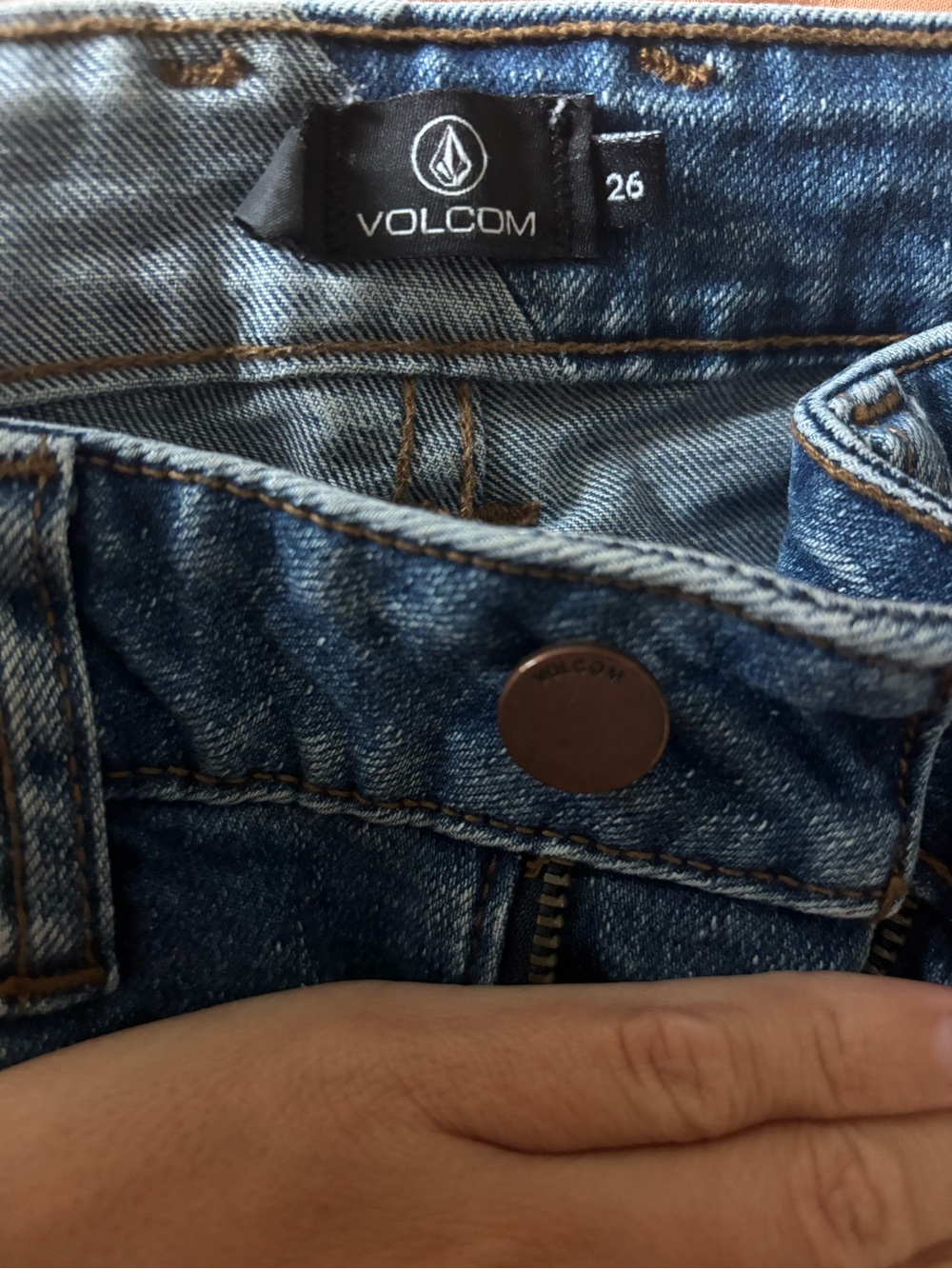 Volcom Medium Blue Denim Jeans with Copper Button